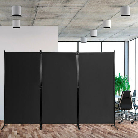 3-Panel Room Divider Folding Privacy Partition Screen for Office Room-Black