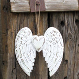 Hand Crafted Double Angel Wing & Heart - 24cm