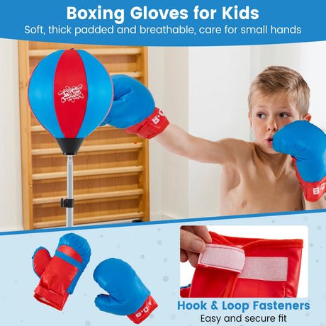 Punchingball 120-154cm height adjustable standing boxing ball punching bag set boxing set children blue