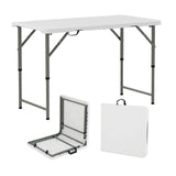 122cm Portable Camping Adjustable Fold-in-Half Table with HDPE Tabletop-White