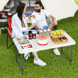 122cm Portable Camping Adjustable Fold-in-Half Table with HDPE Tabletop-White