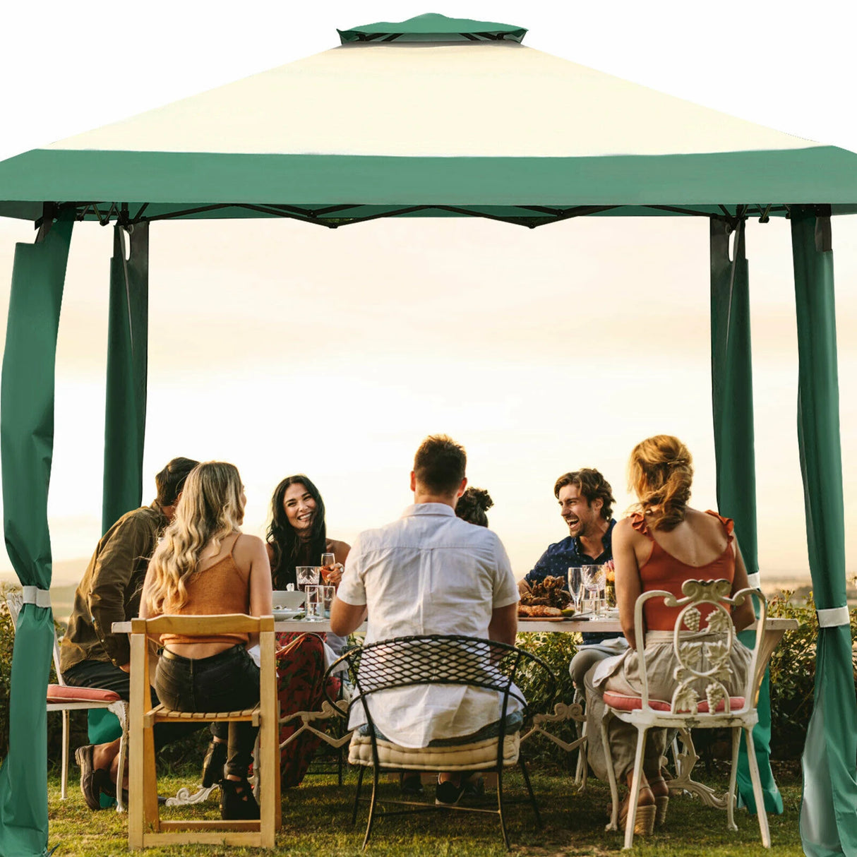 13 Feet x 13 Feet Pop Up Canopy Tent Instant Outdoor Folding Canopy Shelter-Green