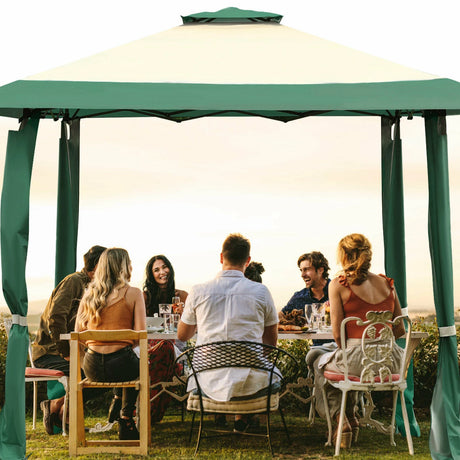 13 Feet x 13 Feet Pop Up Canopy Tent Instant Outdoor Folding Canopy Shelter-Green