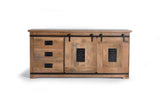 Giner and Colomer - Mango Wood Sideboard With 2 Sliding Doors, 3 Drawers & Metal Accents
