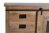 Giner and Colomer - Mango Wood Sideboard With 2 Sliding Doors, 3 Drawers & Metal Accents