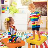 6 Piece 15 Inche Square Toddler Floor Cushions Flexible Soft Foam Seating with Handles-Color