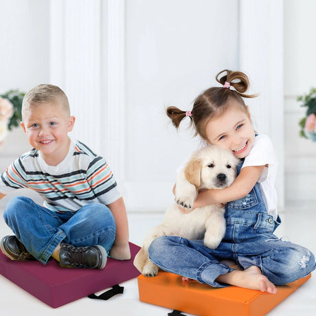 6 Piece 15 Inche Square Toddler Floor Cushions Flexible Soft Foam Seating with Handles-Color