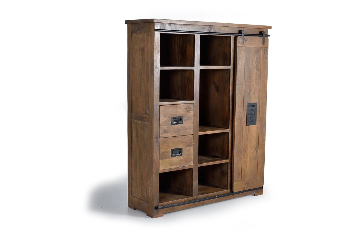 Giner and Colomer - Mango Wood Pantry With 1 Sliding Door & 4 Drawers