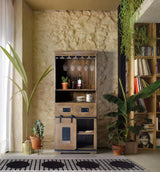 Giner and Colomer - Mango Wood Wine Rack Furniture With 1 Sliding Door & 2 Drawers