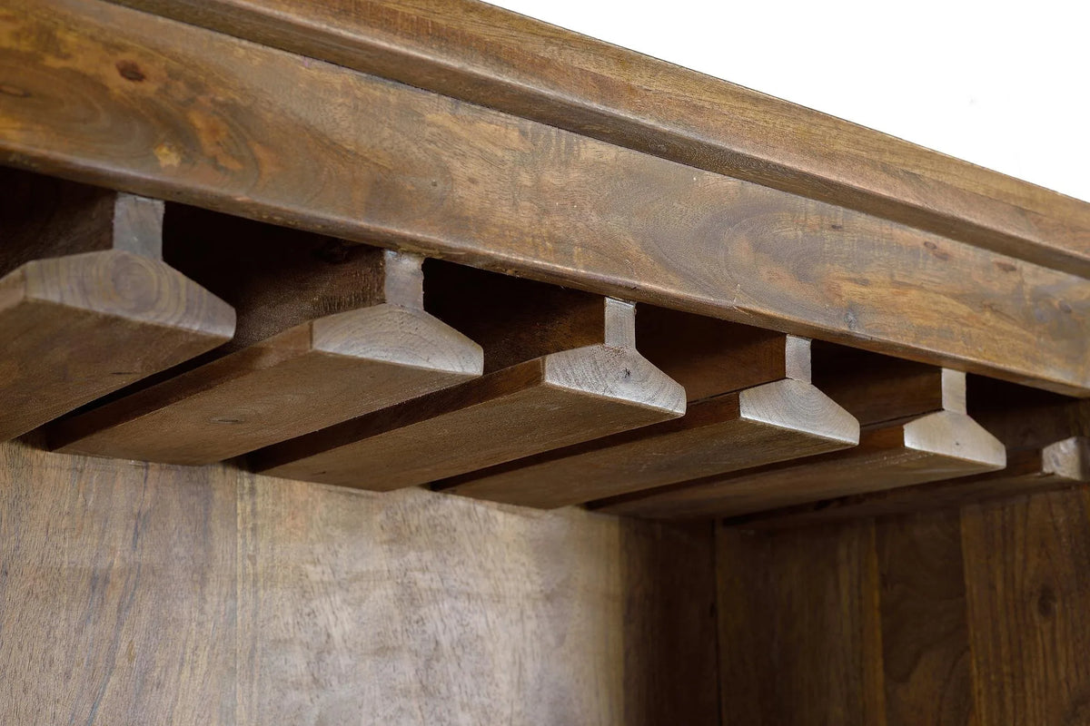 Giner and Colomer - Mango Wood Wine Rack Furniture With 1 Sliding Door & 2 Drawers
