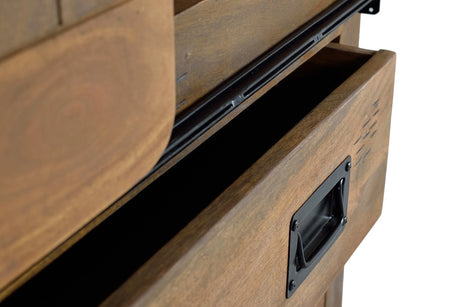 Giner and Colomer - Mango Wood Shelf Unit With 1 Sliding Door & 3 Drawers