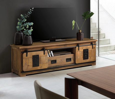 Giner and Colomer - Mango Wood TV Cabinet With 2 Sliding Doors & 1 Drawer