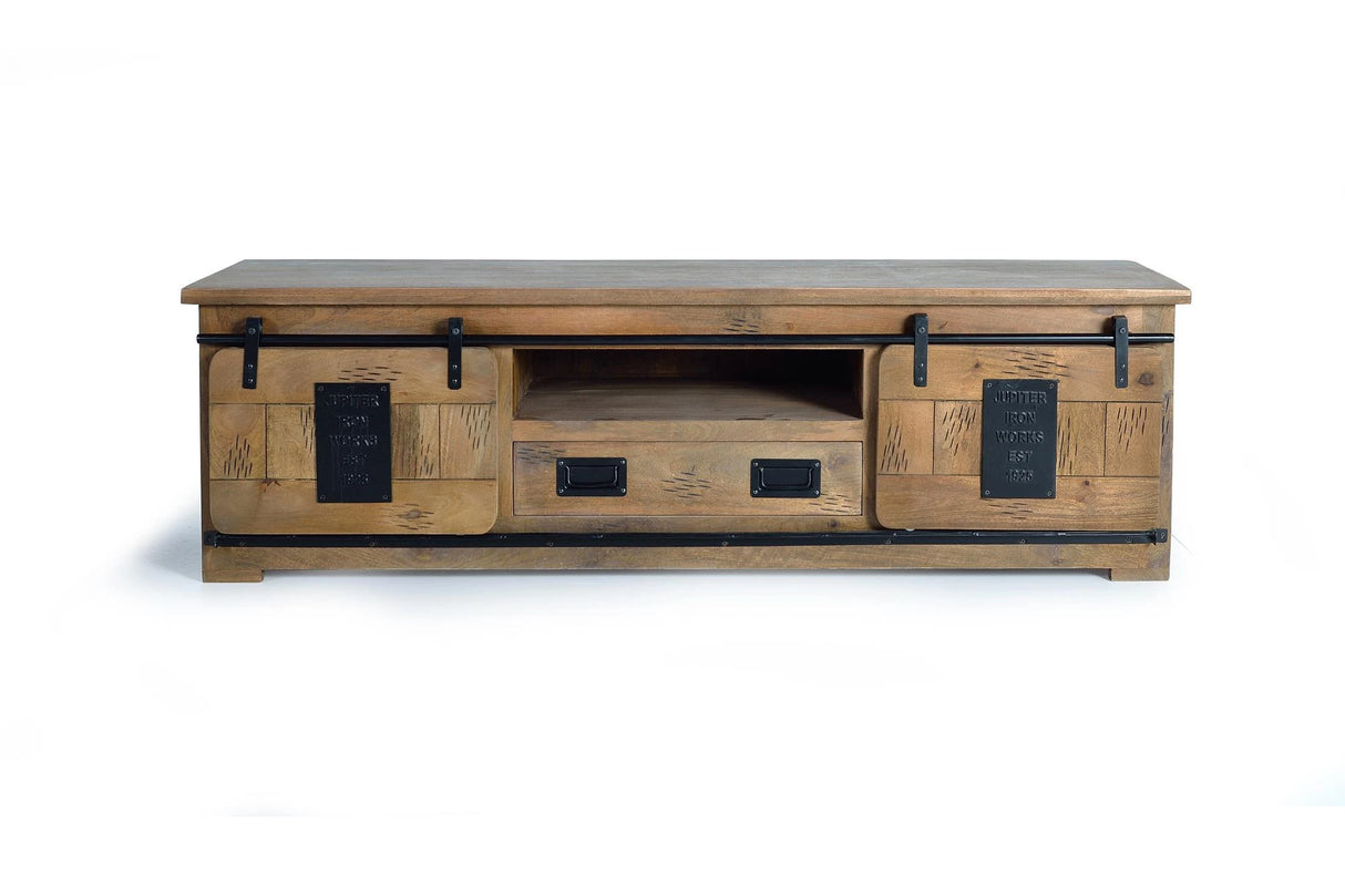 Giner and Colomer - Mango Wood TV Cabinet With 2 Sliding Doors & 1 Drawer