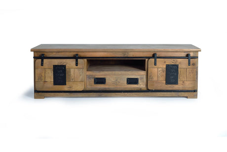 Giner and Colomer - Mango Wood TV Cabinet With 2 Sliding Doors & 1 Drawer