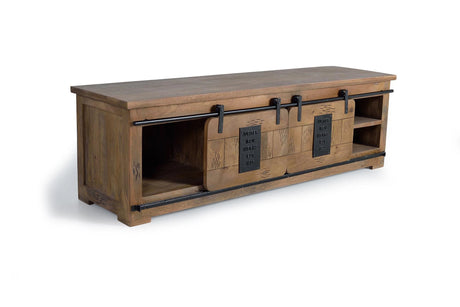 Giner and Colomer - Mango Wood TV Cabinet With 2 Sliding Doors & 1 Drawer