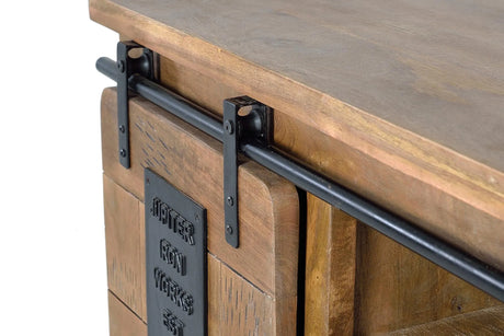 Giner and Colomer - TV / Console Furniture With 1 Sliding Door In Mango Wood & Metal Details