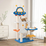 49 Inches Tall Cat Tree with UFO Top Perch Space Capsule and Sisal Scratching Posts-Blue