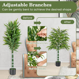 125 CM Artificial Bamboo Tree Set of 2 with Plastic Nursery Pot and Adjustable Branches