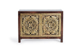 Giner and Colomer - 2-Door Mango Wood Sideboard With Hand-Carved Gold-Leaf Details