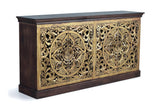 Giner and Colomer - 4-Door Mango Wood Sideboard With Hand-Carved Gold-Leaf Doors