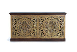 Giner and Colomer - 4-Door Mango Wood Sideboard With Hand-Carved Gold-Leaf Doors