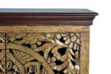 Giner and Colomer - 4-Door Mango Wood Sideboard With Hand-Carved Gold-Leaf Doors