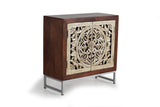 Giner and Colomer - 2-Door Mango Wood Sideboard With Hand-Carved Silver-Leaf Doors