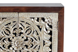 Giner and Colomer - 2-Door Mango Wood Sideboard With Hand-Carved Silver-Leaf Doors