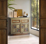 Giner and Colomer - Acacia Wood Chest With 2 Doors, 2 Drawers & Bronze/Ceramic Details