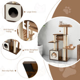 53 Inch Cat Tree with Condo and Swing Tunnel-Brown