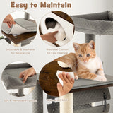 53 Inch Cat Tree with Condo and Swing Tunnel-Gray