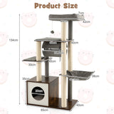 53 Inch Cat Tree with Condo and Swing Tunnel-Gray