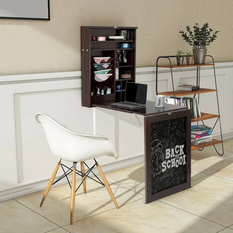 Space Saver Convertible Wall Mounted Desk-Coffee