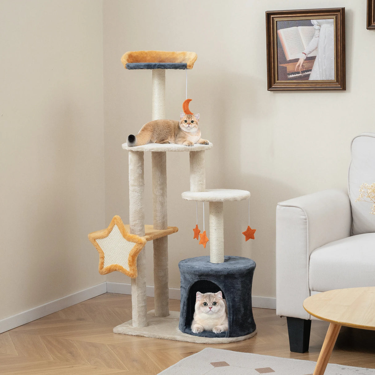 128cm Multi-level Cute Cat Tree for Indoor Cats