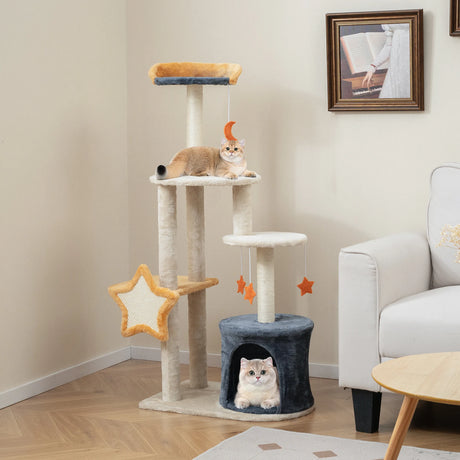 128cm Multi-level Cute Cat Tree for Indoor Cats