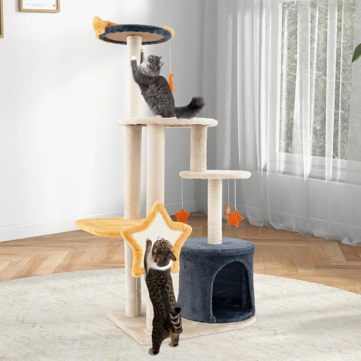 128cm Multi-level Cute Cat Tree for Indoor Cats