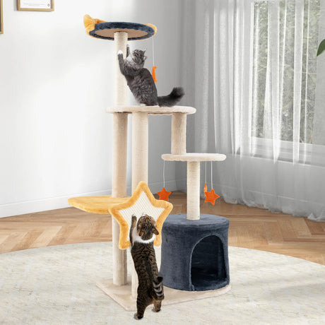 128cm Multi-level Cute Cat Tree for Indoor Cats