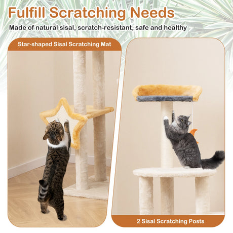 128cm Multi-level Cute Cat Tree for Indoor Cats