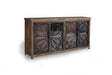 Giner and Colomer - 4-Door Mango Wood Sideboard With Metal Doors & Interior Shelves