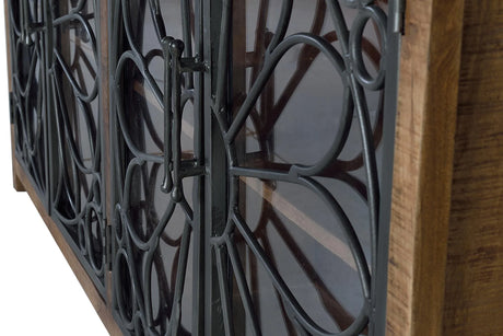 Giner and Colomer - 4-Door Mango Wood Sideboard With Metal Doors & Interior Shelves