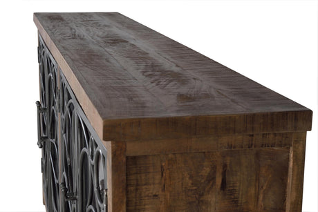 Giner and Colomer - 4-Door Mango Wood Sideboard With Metal Doors & Interior Shelves