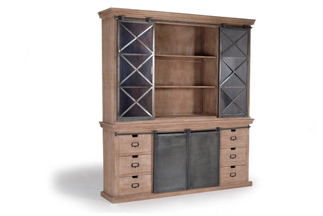 Giner and Colomer - Industrial Mango Wood & Metal Pantry With 4 Sliding Doors & 6 Drawers