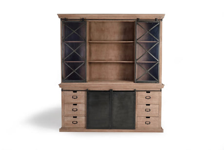 Giner and Colomer - Industrial Mango Wood & Metal Pantry With 4 Sliding Doors & 6 Drawers