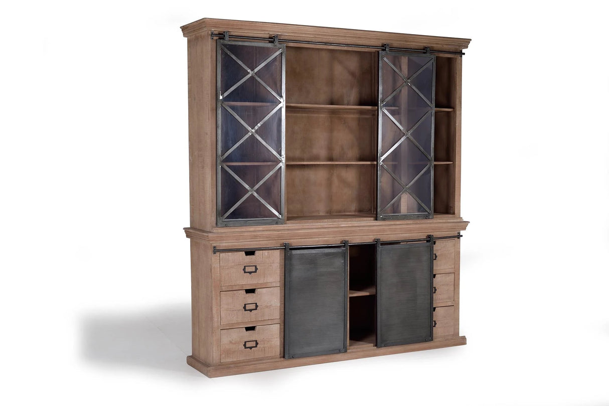 Giner and Colomer - Industrial Mango Wood & Metal Pantry With 4 Sliding Doors & 6 Drawers
