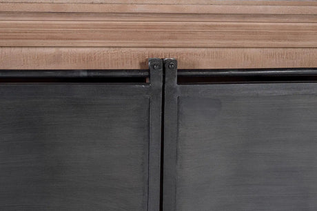 Giner and Colomer - Industrial Mango Wood & Metal Pantry With 4 Sliding Doors & 6 Drawers