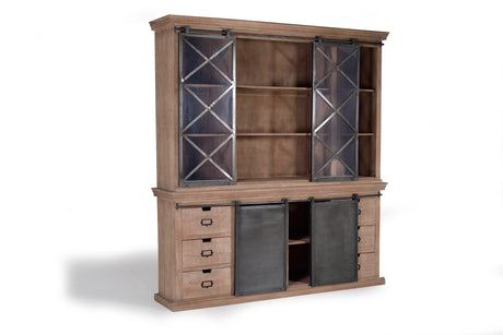 Giner and Colomer - Industrial Mango Wood & Metal Pantry With 4 Sliding Doors & 6 Drawers