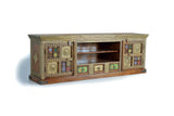 Giner and Colomer - Acacia Wood TV Stand With 2 Doors, 3 Drawers & Copper/Ceramic Details
