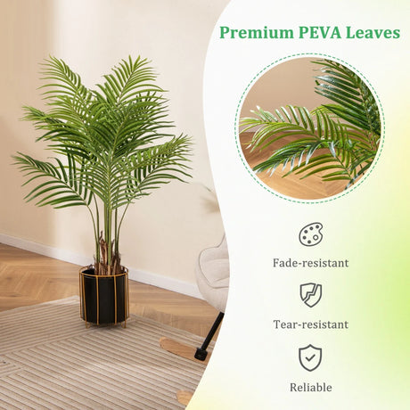 128CM Tall Artificial Palm Paradise Plant with 12 PEVA Leaves and Wide Stable Pot-Green