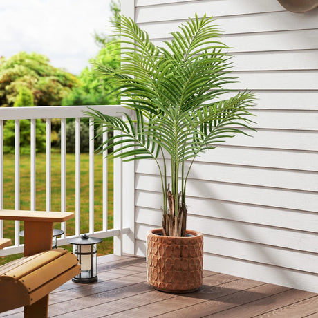 128CM Tall Artificial Palm Paradise Plant with 12 PEVA Leaves and Wide Stable Pot-Green