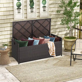 34 Gallon Patio Storage Bench with Seat Cushion and Zippered Liner